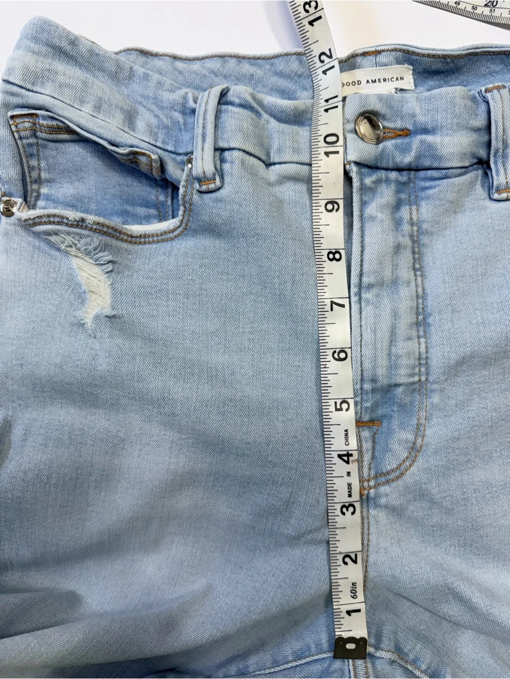 Good American Good Curve Crop Bootcut Jeans Light Wash Distressed Women’s 10/30